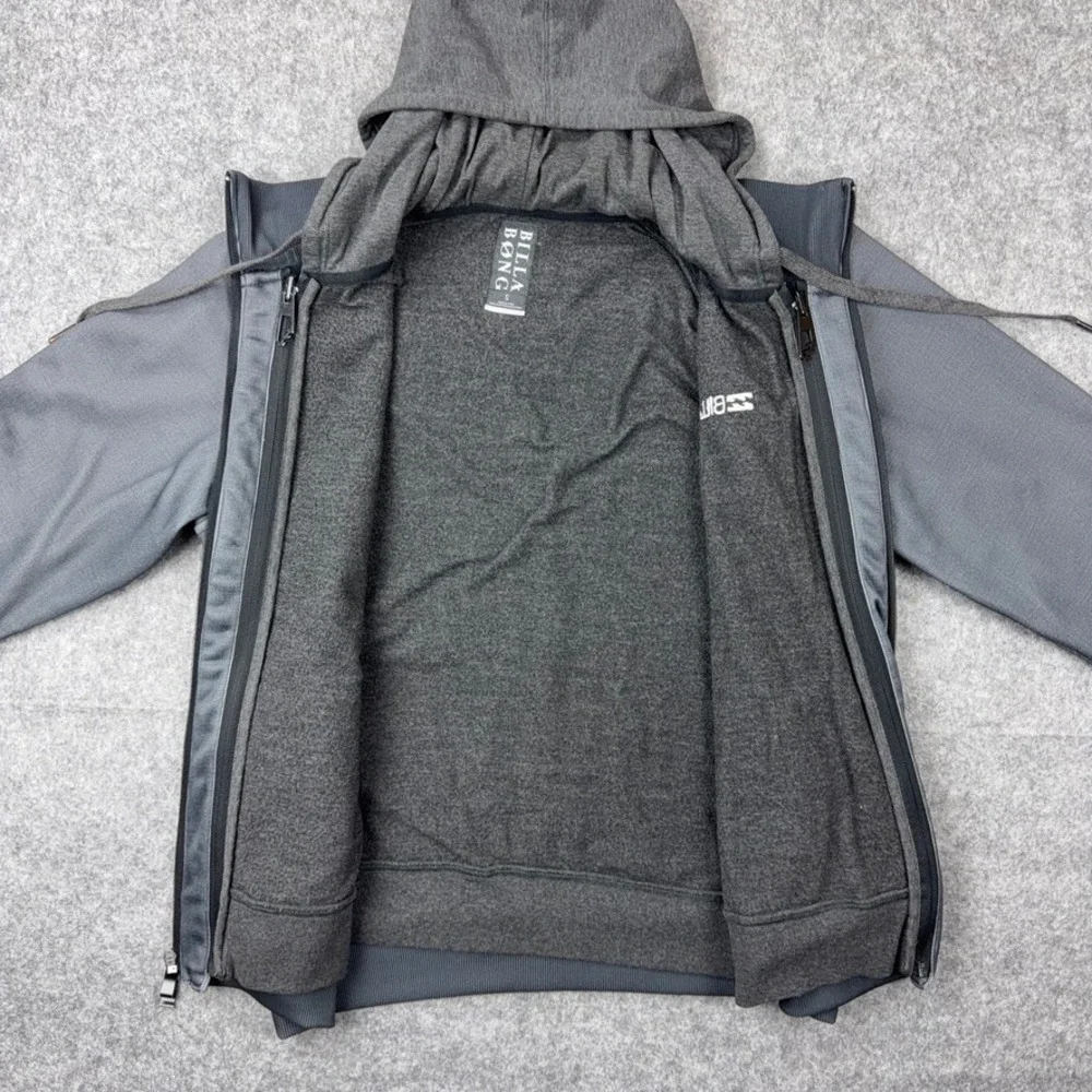 Billabong‎ Jacket Mens Small Gray 2-in-1 Fleece Lined Hooded Full Zip Surf Y2K